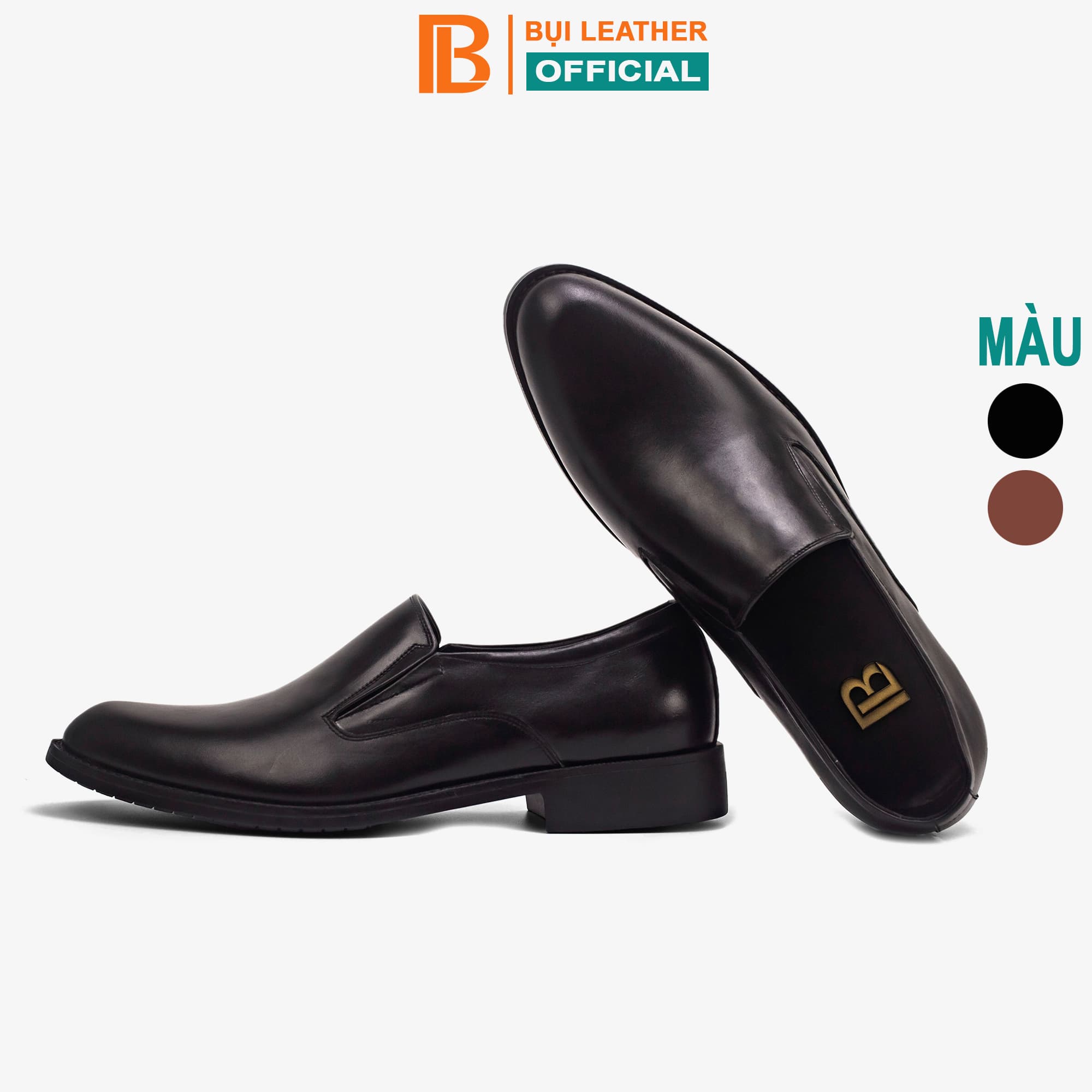 Giày lười da nam công sở Bụi Leather G107 - Da bò Nappa cao cấp - Màu Đen - 39