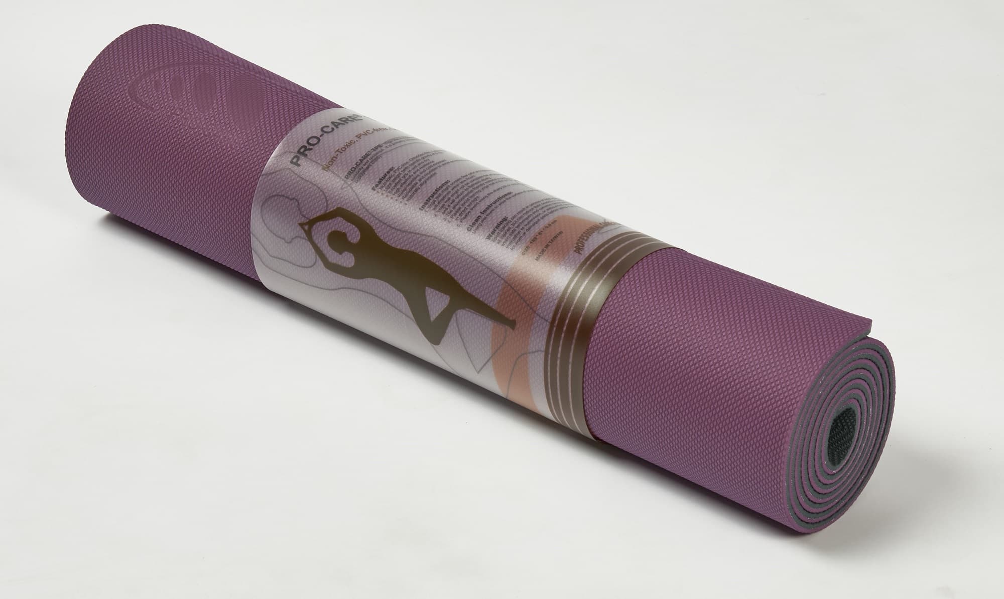 Thảm tập yoga Pro-Care định tuyến TPE 2 lớp 6mm Tặng kèm túi đựng thảm - Tím đậm