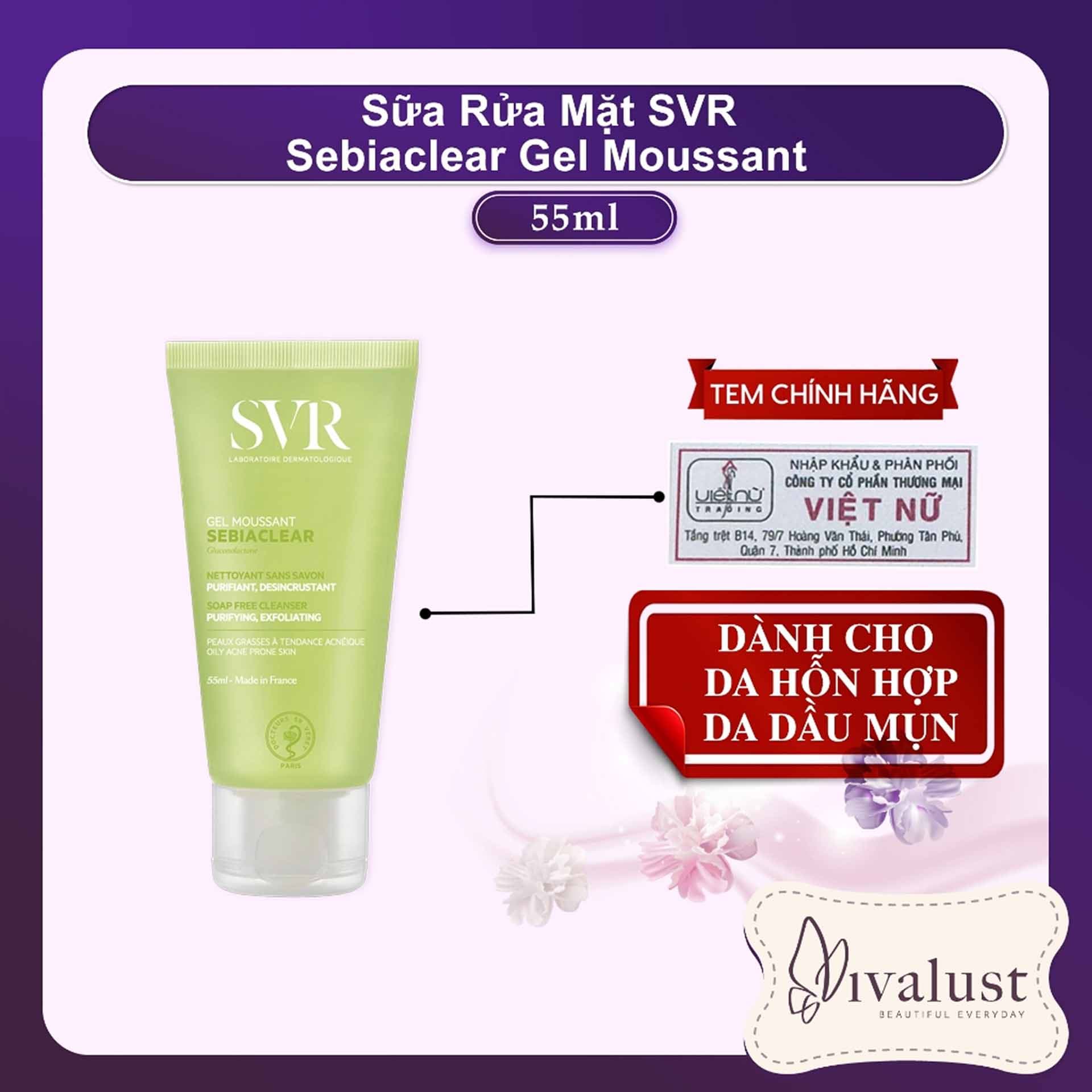 Sữa Rửa Mặt SVR Sebiaclear Gel Moussant  50ml