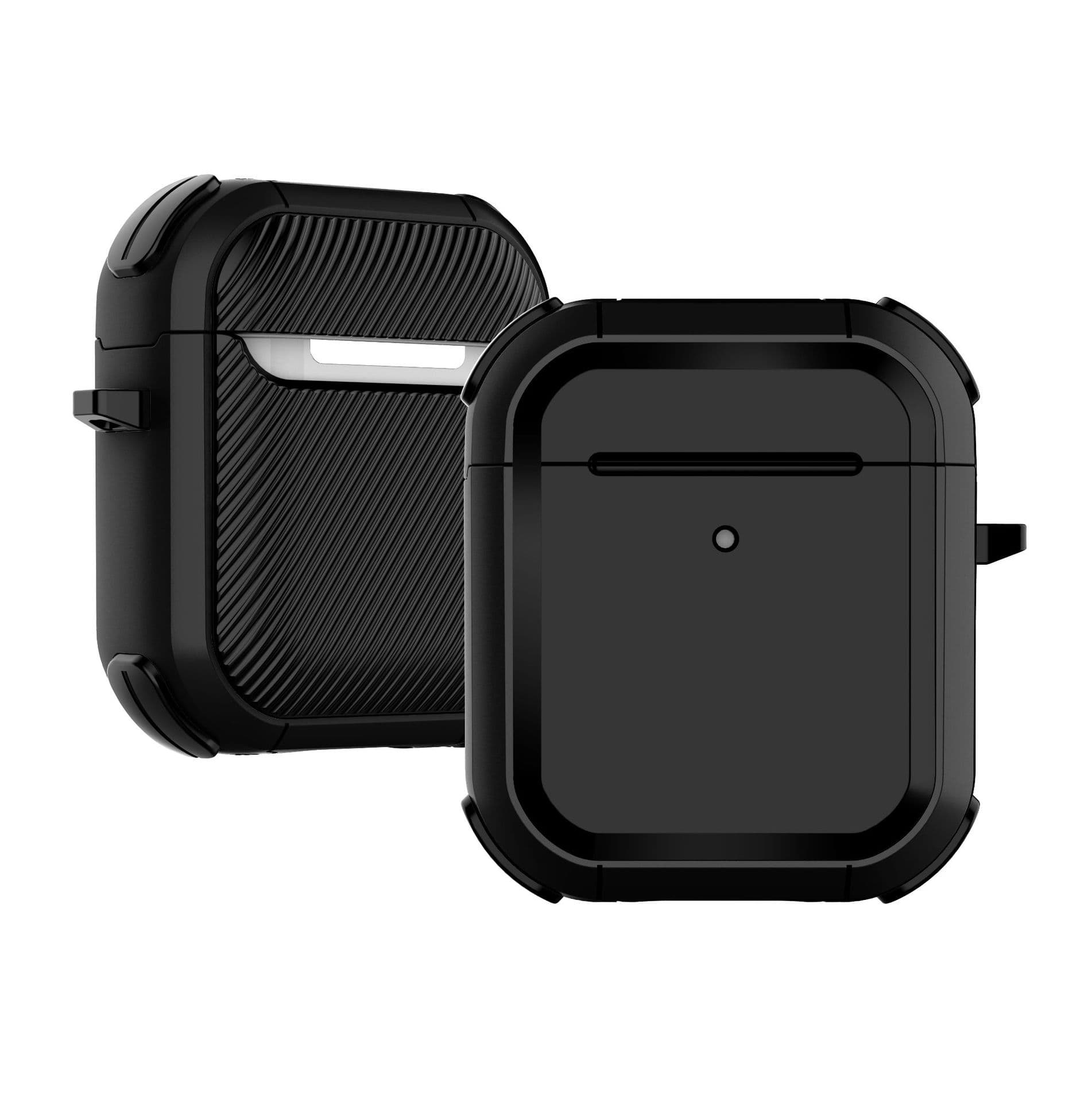 Ốp Bảo Vệ Chống Sốc Armor TPU PC Cho Airpods 1,2  Airpods 3 Airpods Pro Airpods Pro 2 Kèm Móc Treo- Hàng Chính Hãng - Airpods 12 - Màu đen