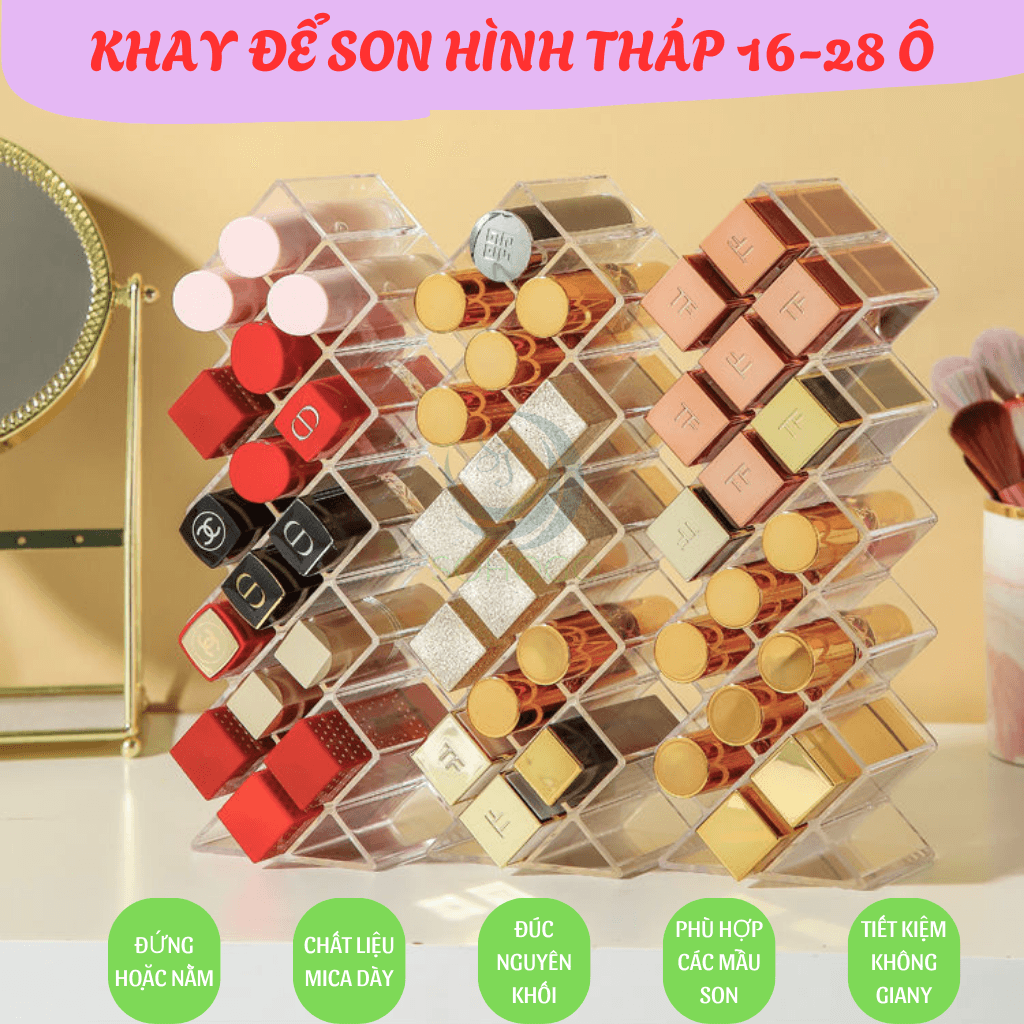 Khay Đựng Son 1826 Ô Tiện Lợi Kệ Đựng Son 1826 Ngăn Cao Cấp Khay Đựng Son Trang Điểm Đa Năng 1826 Ô  Khay Son Cao Cấp 1826 Ô  Gọn Gàng, Tinh Tế Khay Trang Điểm Đựng Son 1826 Ô Acrylic Trong Suốt Hộp Đựng Son Handmade 1826 Ngăn  Đẳng Cấp Makeup - 18 Ô
