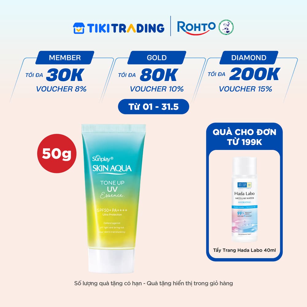 Kem chống nắng nâng tông Skin Aqua Tone up Mint Green cho da trắng có khuyết điểm đỏ, dạng tinh chất Sunplay Skin Aqua Tone Up UV Essence Mint Green SPF 50 PA 50g
