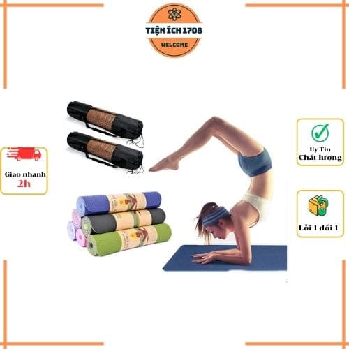 Thảm Tập Yoga TPE 2 Lớp PEAFLO Cao Cấp dày 6mm Kèm Túi - Màu ngẫu nhiên