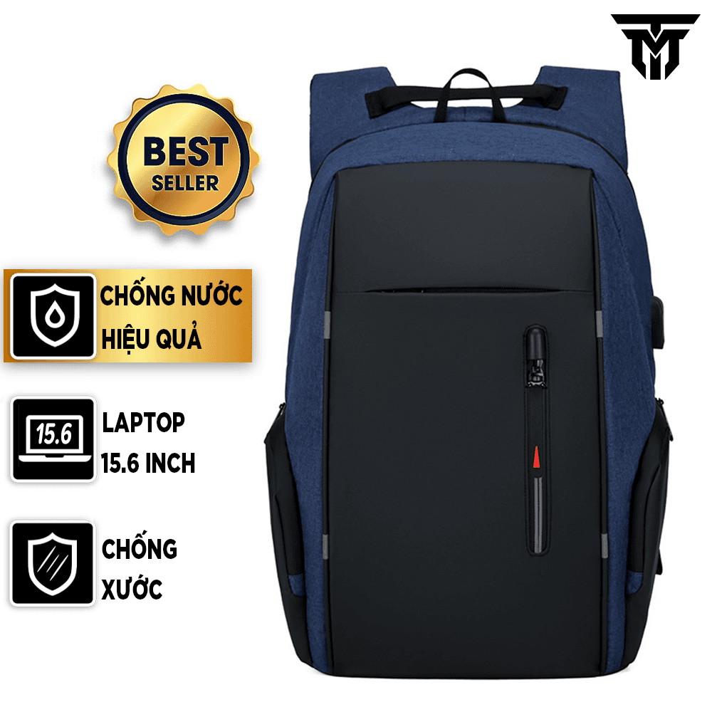 Balo Nam, Nữ Công Sở Đa Năng Teement, Đựng Vừa Laptop - Macbook - Máy Tính Xách Tay, Chất Liệu Vải Cao Cấp Chống Thấm Nước, Chống Xước, Có Cổng Sạc USB Tiện Lợi - Hàng Chính Hãng - Màu xanh đen