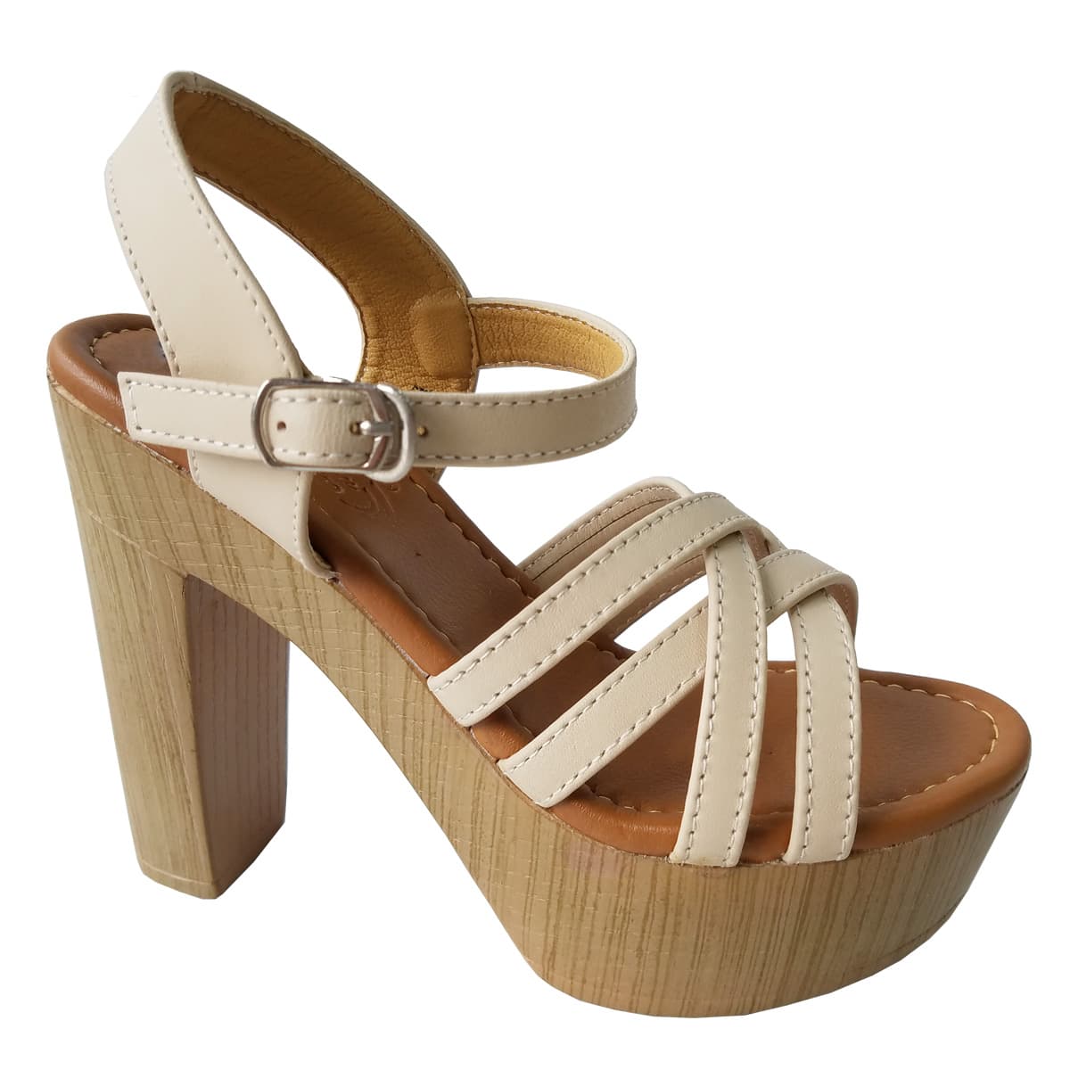 Giày Sandal Cao Gót BIGGBEN Da Bò Thật Cao 12 Phân SDCG95 - kem - 37