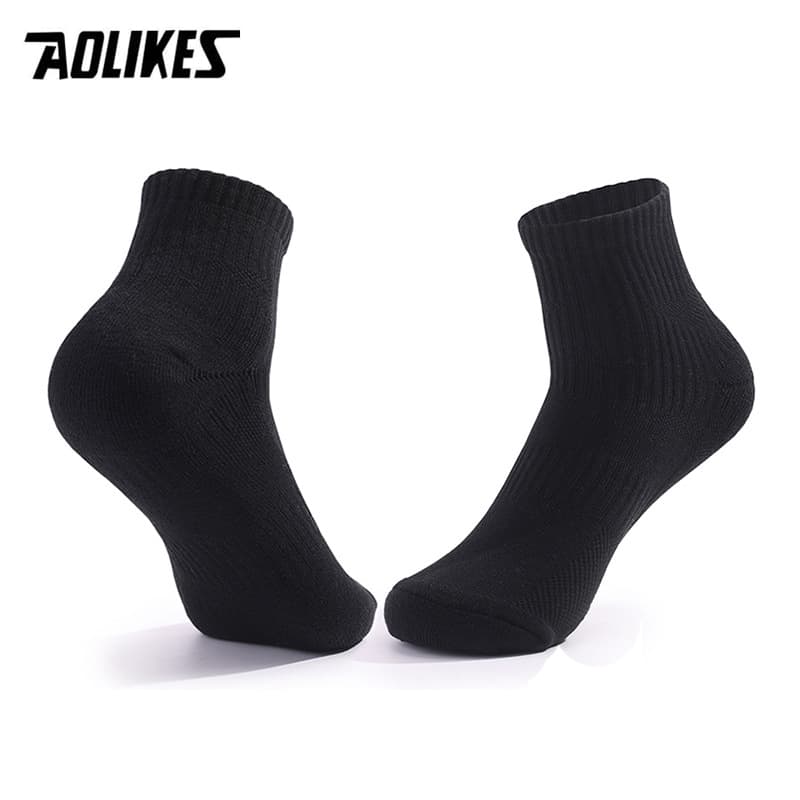 Tất vớ thể thao nam nữ cổ ngắn AOLIKES A-7599 - Black - Nam