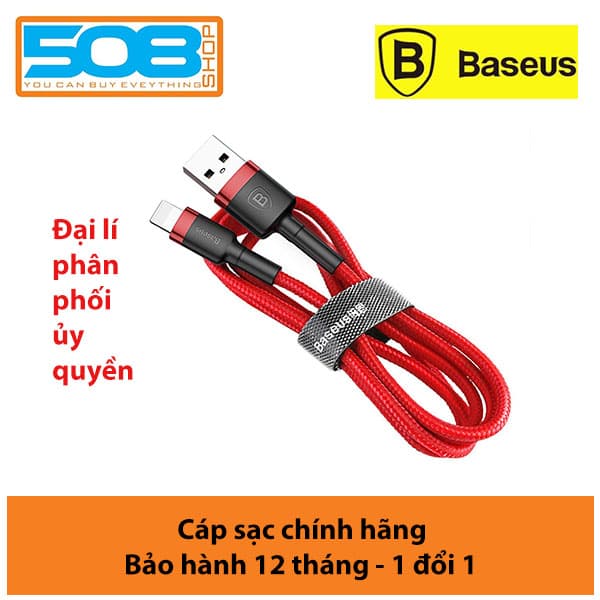 Cap sac nhanh 2.4A Baseus Cafule dây bên chông gâp đông bô data nhanh chong danh cho iPhone dai 100CM  nhiêu mau  - Hang chinh hang - Đo Đen