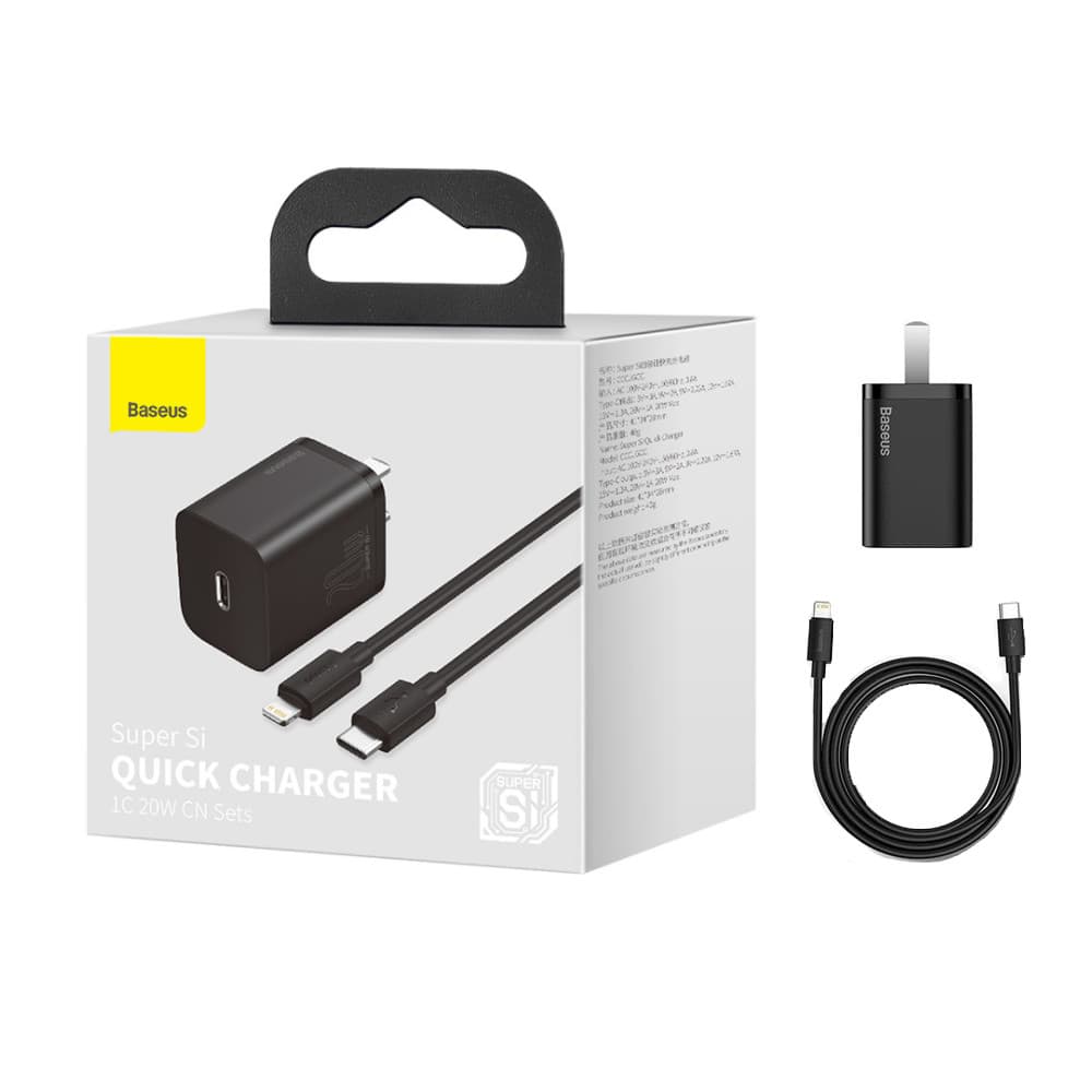 Bộ Cốc sạc và Cáp sạc nhanh Baseus Super Si PD 20W CCCJGCC for iPhone 12 Hàng chính hãng