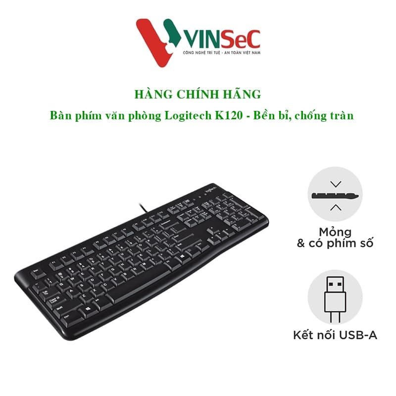 Bàn phím có dây Logitech K120-Hàng chính hãng