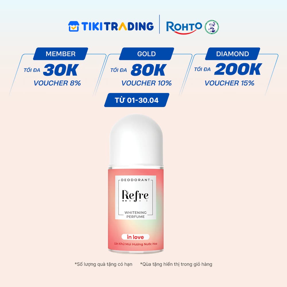 Lăn khử mùi dưỡng trắng hương nước hoa Refre Whitening Perfume In Love - Hương Tình Yêu 40ml