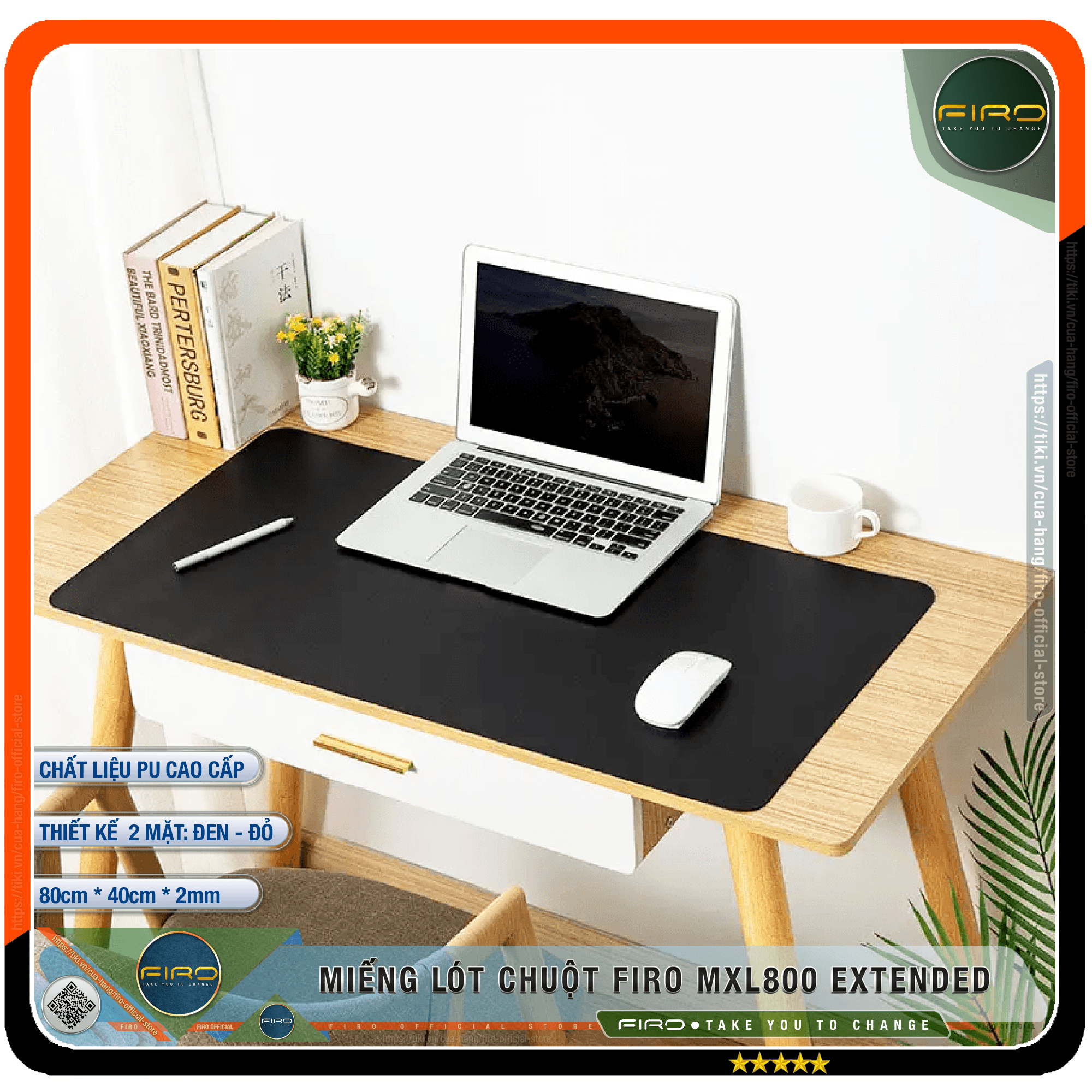 Lót Chuột FIRO - Pad Chuột FIRO - Miếng Lót Chuột Cỡ Lớn MXL800 EXTENDED 80cmx40cm - Chất Liệu Da PU Cao Cấp - Tấm Lót Chuột Và Bàn Phím Chơi Game - Tấm Trải Bàn Làm Việc - Thiết Kế 2 Mặt Tiện Lợi - Hàng Chính Hãng FIRO - FIRO MXL800 EXTENDED Đen - Đỏ