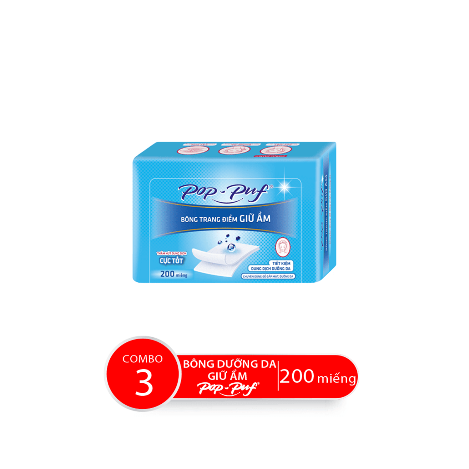 Combo Hộp Bông Dưỡng Da Giữ Ẩm POP-PUF Airlaid, 200 MiếngHộp - 3
