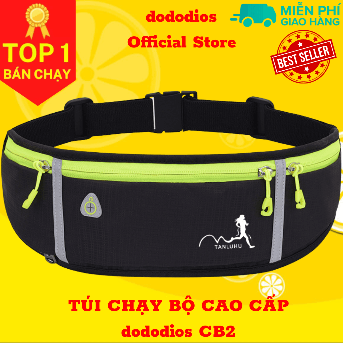Túi bao tử đeo hông, đeo bụng, đeo chéo nam nữ chạy bộ tập gym dododios, Túi đeo hông chạy bộ thể thao nam, nữ , túi đeo bụng chạy bộ thiết kế dây nịt, không thấm nước, có lỗ tai nghe thông minh và dải phản quang an toàn - Màu Đen - CB2