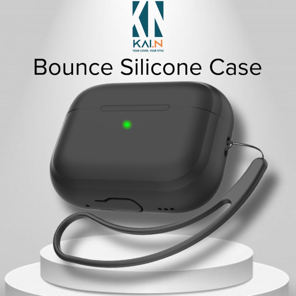 Case Ốp Cho Airpods PRO 2 Kai.NBounce Silicone Kèm Dây Đeo Hàng Chính Hãng - Black