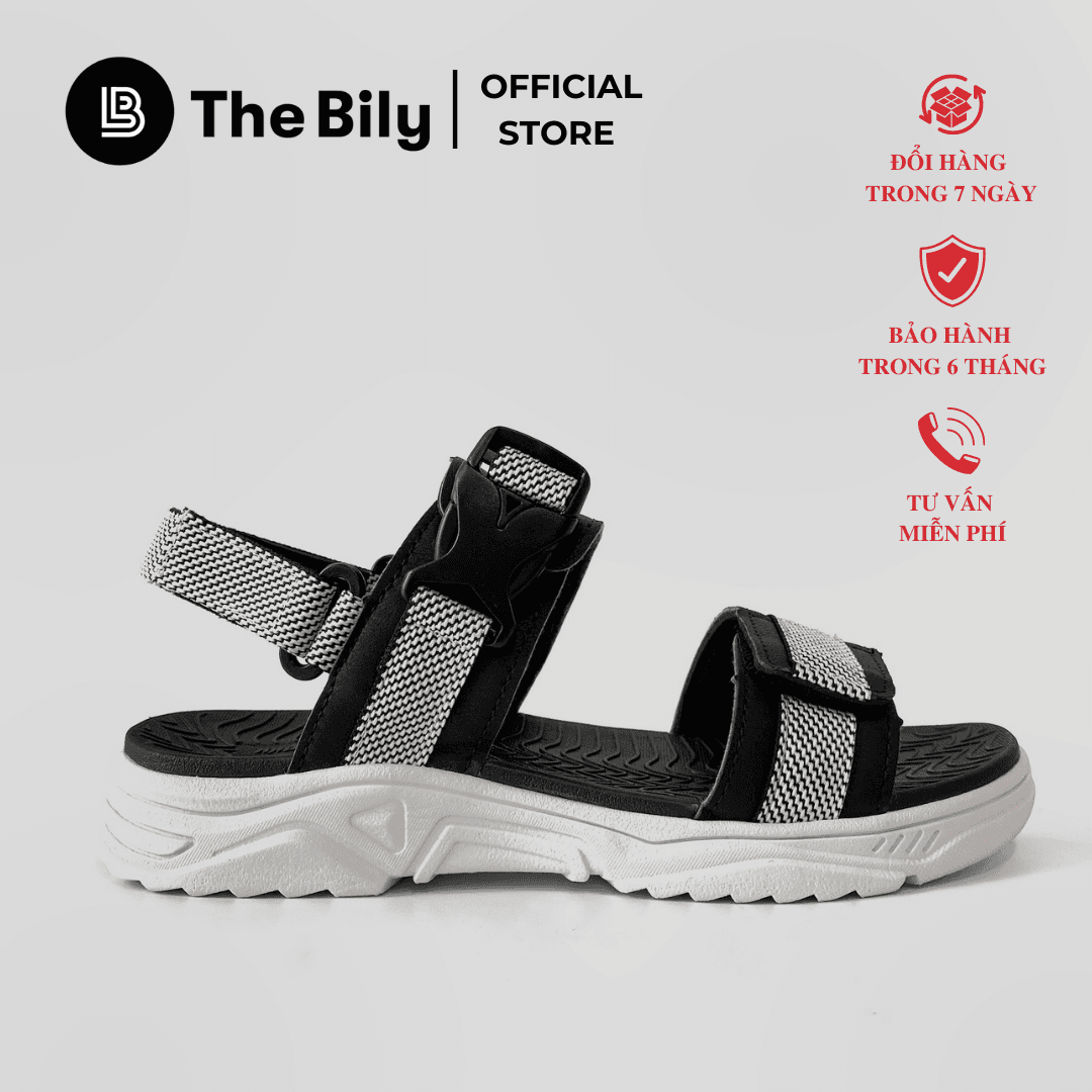 Giày Sandal Nam The Bily Quai Ngang - Đế Trắng Lót Đen Màu Trắng BLDTMD03 - 42