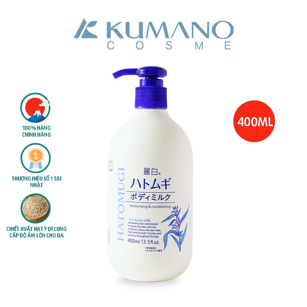 Sữa Dưỡng Thể Ban Đêm Hatomugi The Body Milk Hạt Ý Dĩ Nhật Bản 400ml