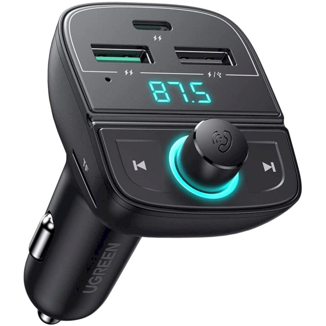 Củ sạc đa năng trên xe hơi gồm phát Bluetooth 5.0  FM  PD QC3.0  USB  đọc thẻ TF Ugreen 80910 CD229 hàng chính hãng