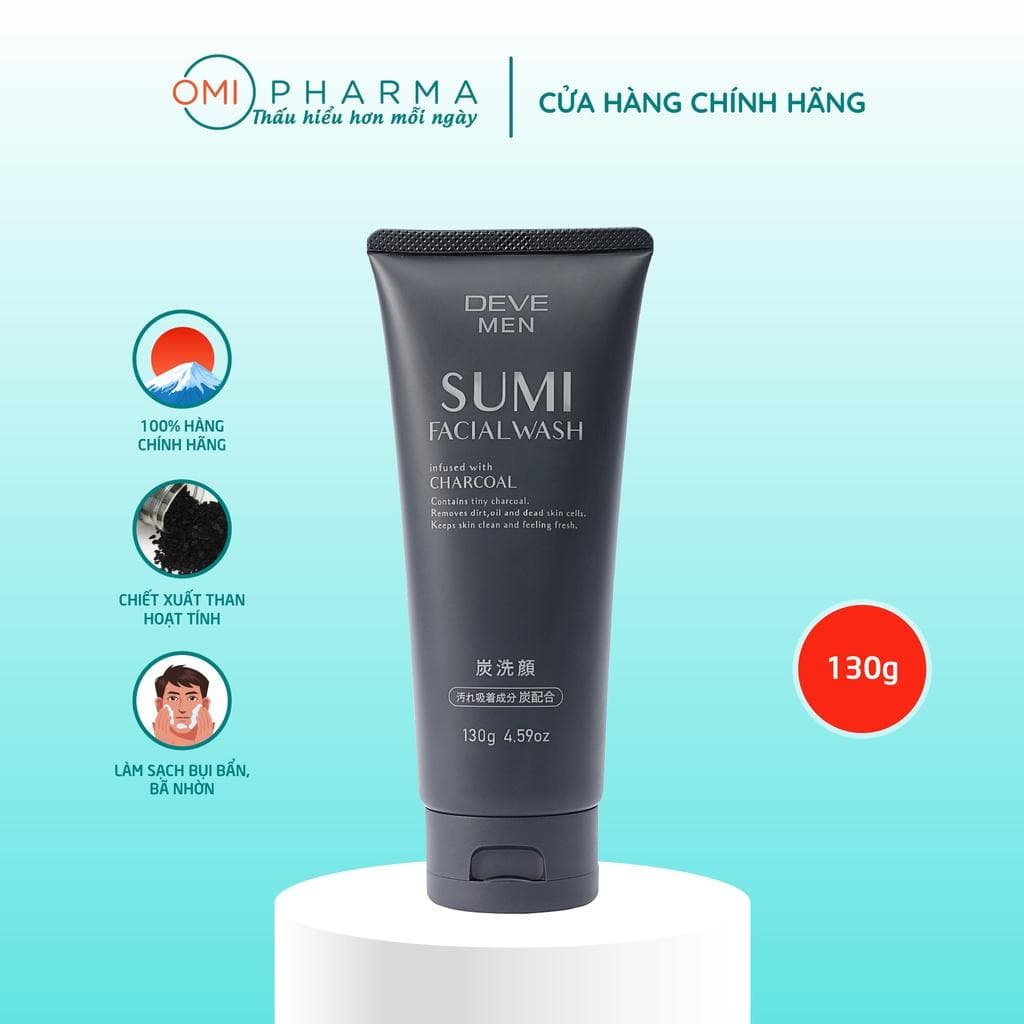 Sữa Rửa Mặt Deve Men Sumi Facial Wash Than Hoạt Tính Charcoal Dành Cho Nam 130g