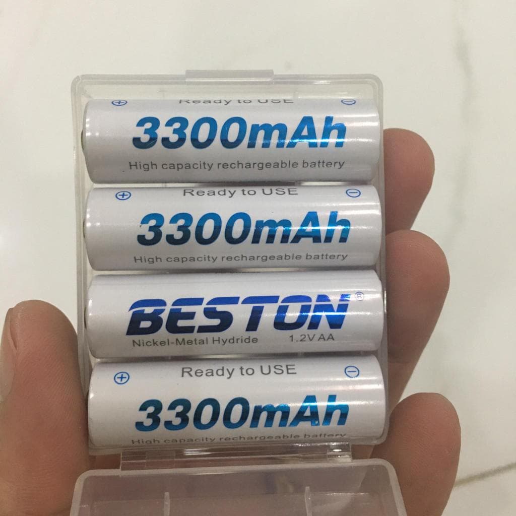 Pin sạc AA AAA BESTON dung lượng cao, sạc lại nhiều lần thay thế cho pin Con thỏ trong micro không dây, điều khiển - 4 pin AA3300
