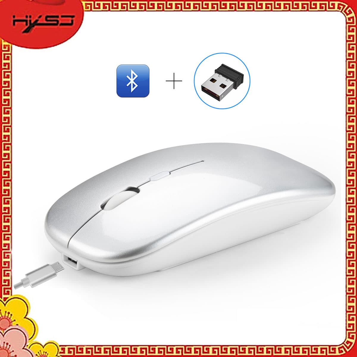 Chuột không dây Bluetooth  HXSJ M90 - Hàng chính hãng - Bạc