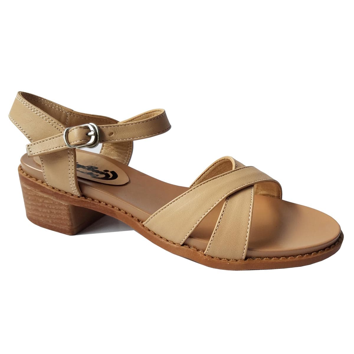 Giày Sandal Cao Gót BIGGBEN Da Bò Thật Cao 4 Phân SDCG52 - Kem - 40