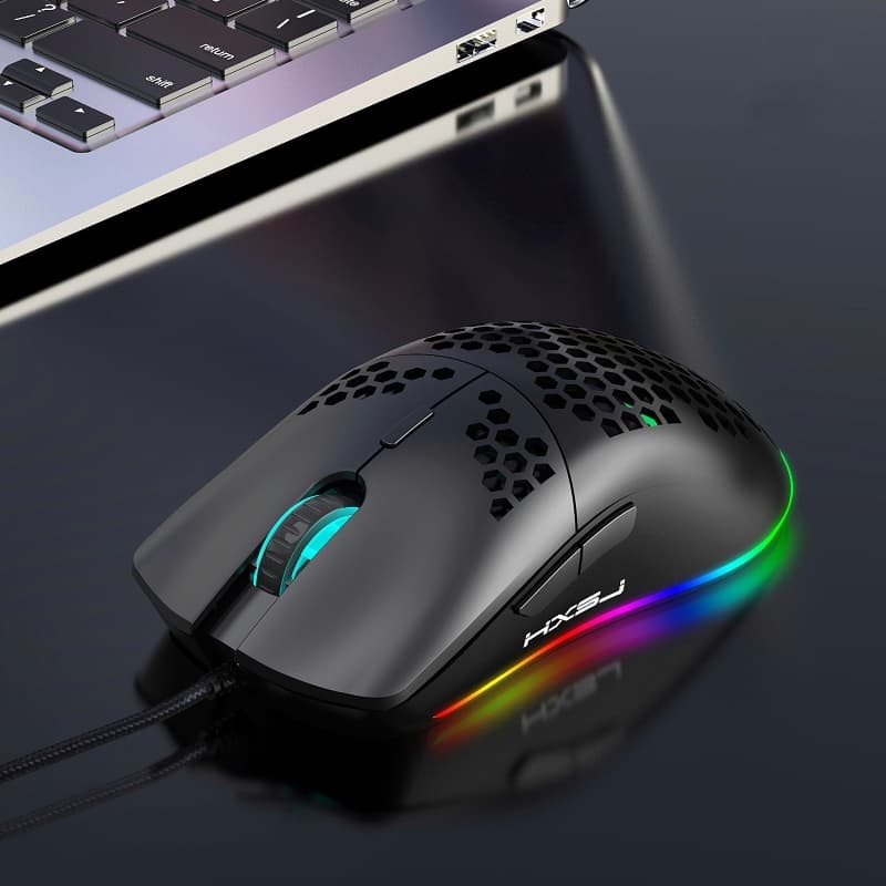 Chuột LED RGB 6400 DPI Gaming Esport J900 macro cho máy tính laptop hàng nhập khẩu - Black