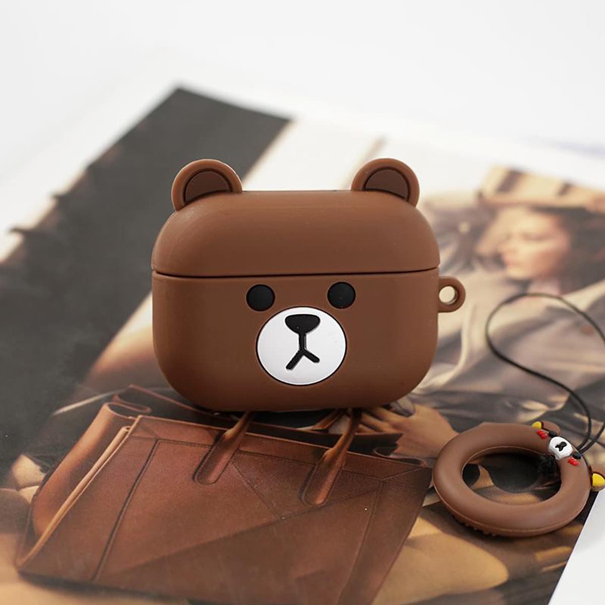 Case Silicon dành cho Airpods Pro 2 Airpods 1,2 Airpods Pro Airpods 3 Hình Gấu Brown Hàng Chính Hãng - Airpods 3