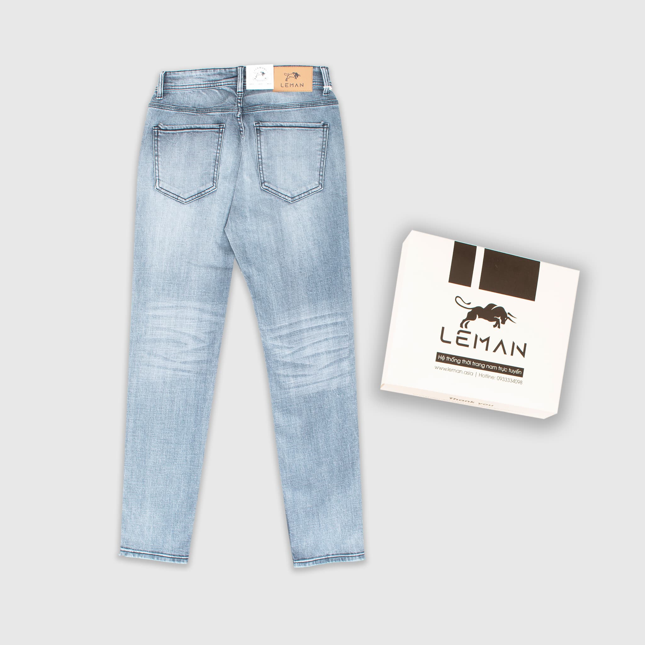 Quần Jean nam Leman xám khói trơn JD13 - Slim Form - 30 - Xám khói