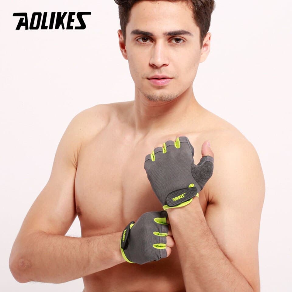 Găng tay tập Gym Nam Nữ AOLIKES A-112 Fitness Breathable Gloves - Green - M