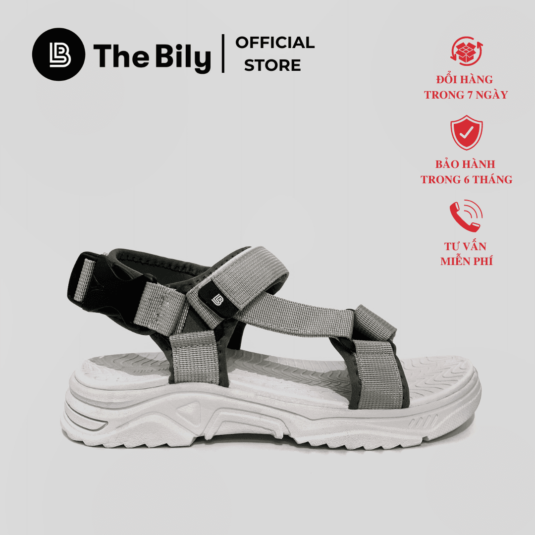 Giày Sandal Nam The Bily Quai Chéo - Đế Trắng Lót Trắng Màu Xám BLDTMT01 - 36