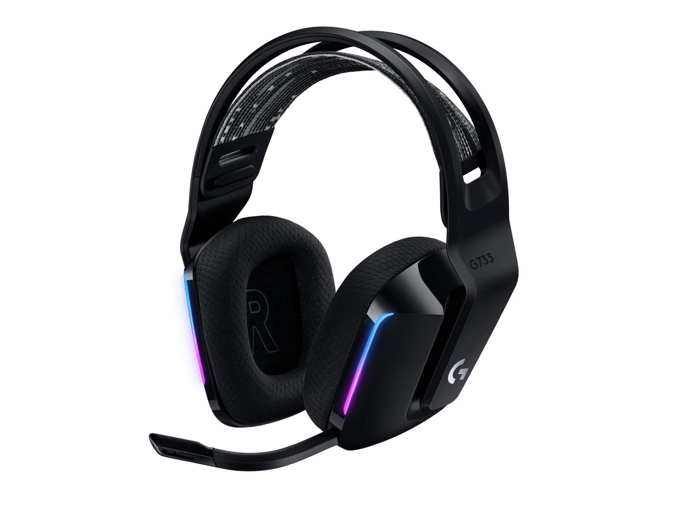 Tai nghe game không dây Lightspeed Logitech G733 - Headband tùy chỉnh, RGB Lightsync, màn loa Pro-G, Mic Blue Voice - Màu đen - Hàng chính hãng