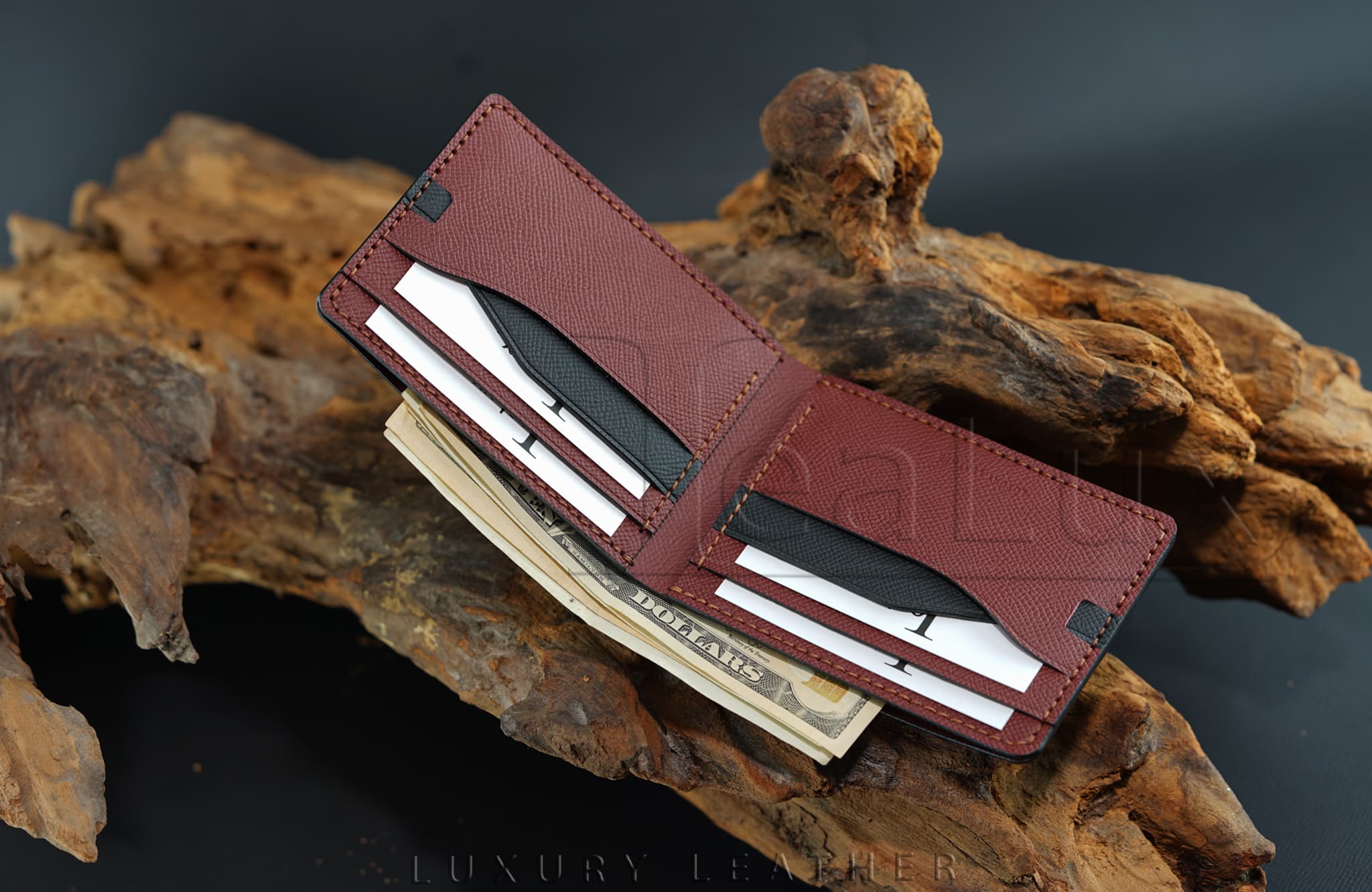 Ví Nam Da Epsom Dáng Ngang Handmade Lealux Epsom Wallet 2 - 12.5 x 9 - nâu đỏ