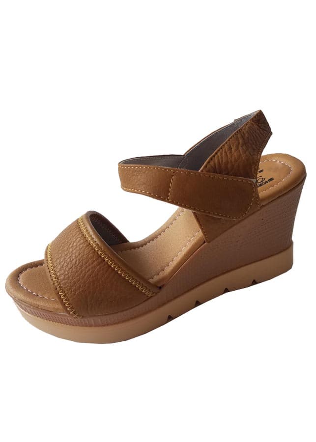 Giày Sandal Nữ Đế Xuồng BIGGBEN Da Bò Cao Cấp SDX11 - 36 - nâu