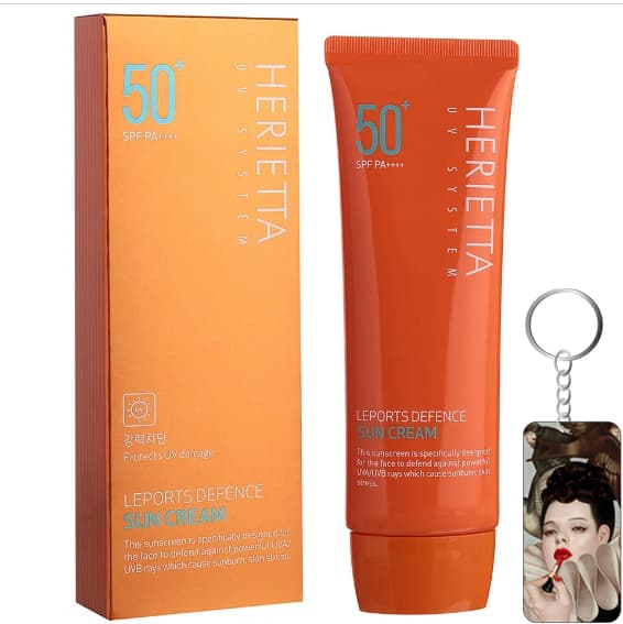 Kem chống nắng thảo dược phổ rộng Welcos Herietta UV System Leports Defence Sun Cream SPF50 PA Hàn Quốc 70ml tặng móc khóa