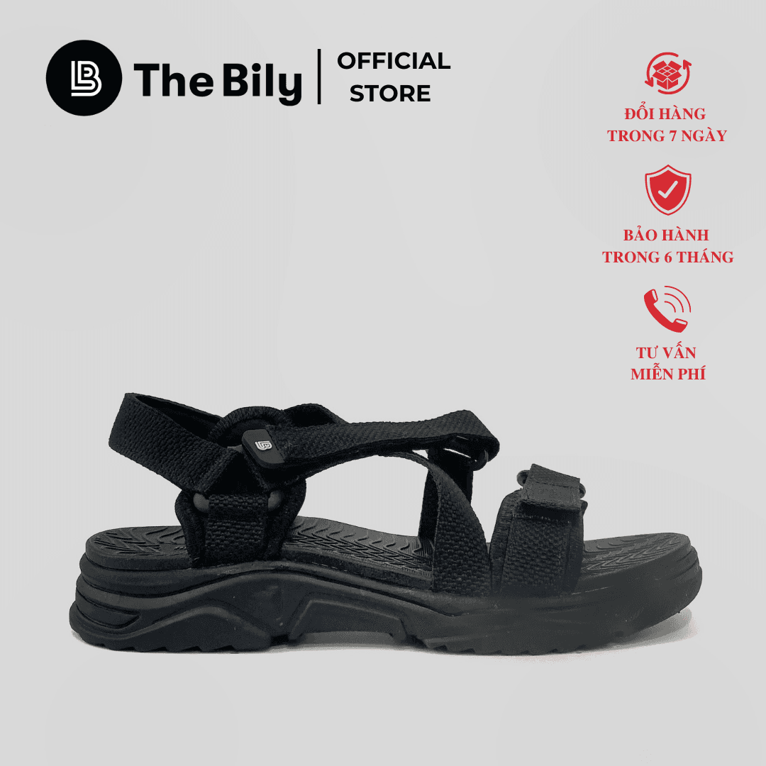 Giày Sandal Nam The Bily Quai Chéo Đôi - Màu Đen BL02D - 39