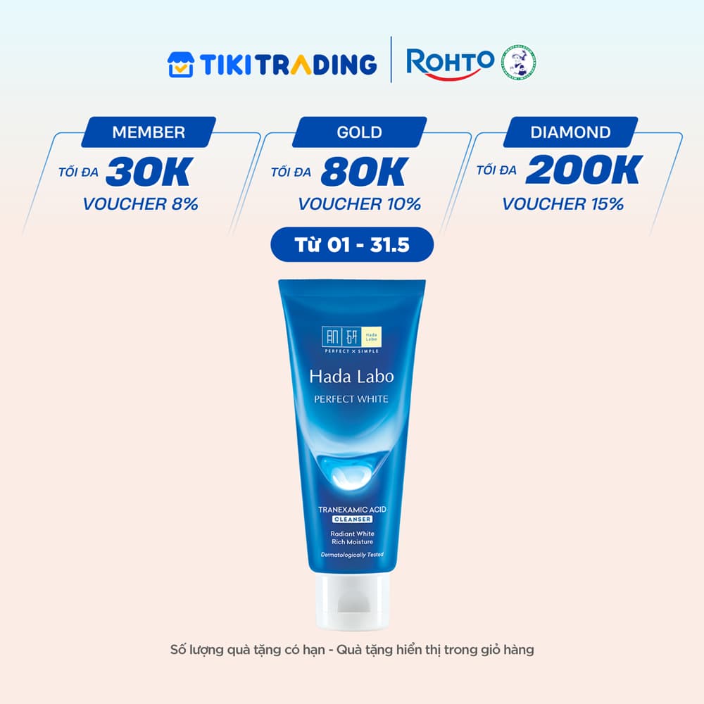 Sữa rửa mặt dưỡng trắng Hada Labo Perfect White Tranexamic Acid Cleanser 80g