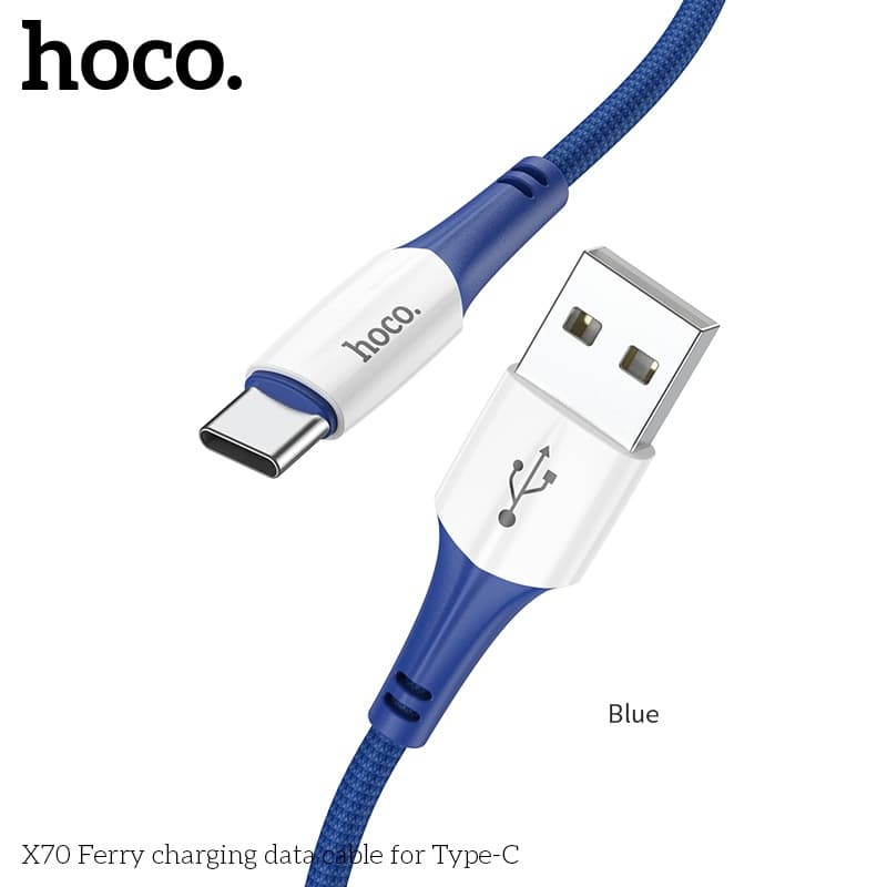 Dây cáp sạc nhanh, truyền dữ liệu USB to Type-C HOCO X70 Sạc Nhanh 3A dùng cho Samsung S21, Xiaomi ,Realme, Poco X3, Huawei,...Android -Hàng chính hãng - 1M - Xanh