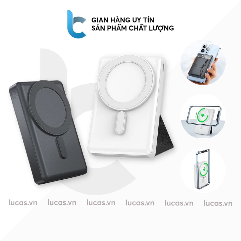 Pin Sạc Dự Phòng Không Dây Hít Từ Tính  WIWU JC-20 10.000mAh - Hàng Chính Hãng - - Trắng