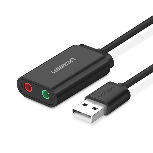 Dây USB 2.0 UGREEN US205 mở rộng sang đồng thời 2 cổng 3.5mm cho tai nghe  mic DISABLE - Hàng chính hãng - Đen 30724