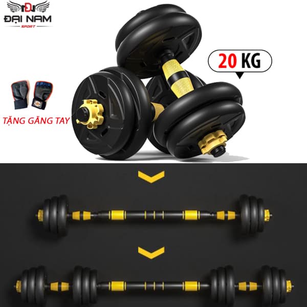 Bộ Tạ Tay Đa Năng Điều Chỉnh 20kg Thiết Kế Mới Chính Hãng Đại Nam Sport  Tặng Găng Tay Tập Tạ