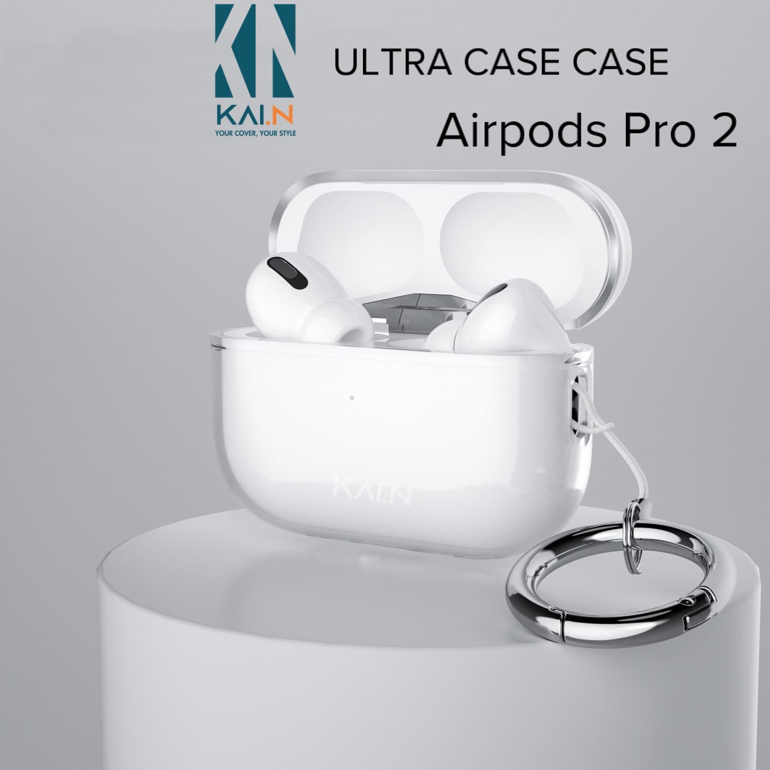 Case Ốp Cho Airpods PRO 2 2022 Kai.N Ultra Clear Trong Suốt Kèm Móc Treo Hàng chính hãng - Clear