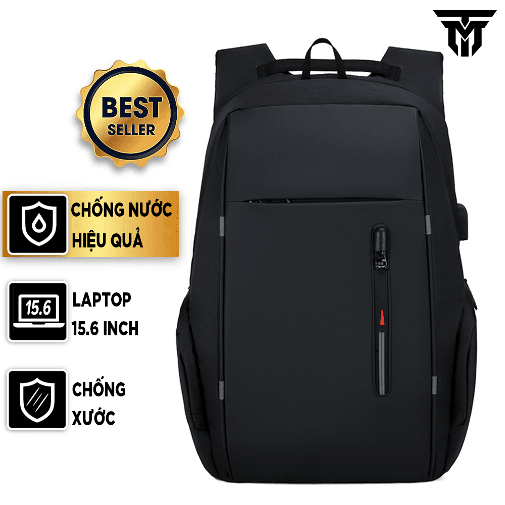 Balo Nam, Nữ Công Sở Đa Năng Teement, Đựng Vừa Laptop - Macbook - Máy Tính Xách Tay, Chất Liệu Vải Cao Cấp Chống Thấm Nước, Chống Xước, Có Cổng Sạc USB Tiện Lợi - Hàng Chính Hãng - Màu đen