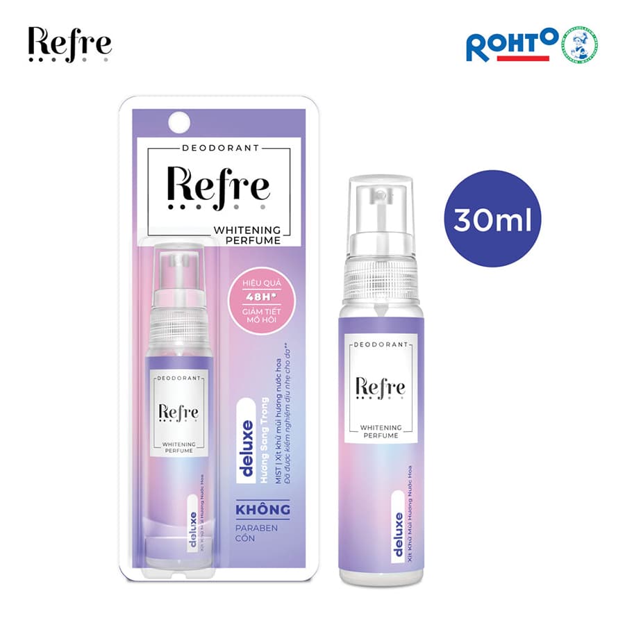 Xịt Khử Mùi Dưỡng Trắng Hương Nước Hoa Refre Whitening Deluxe Hương Sang Trọng 30ml