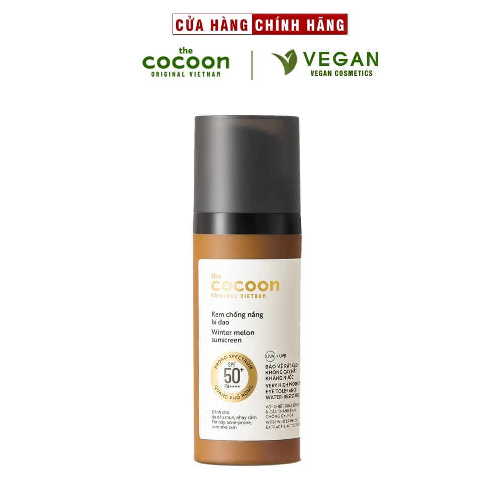 Kem chống nắng bí đao quang phổ rộng, bảo vệ rất cao SPF 50 , PA  Cocoon 50ml thuân chay