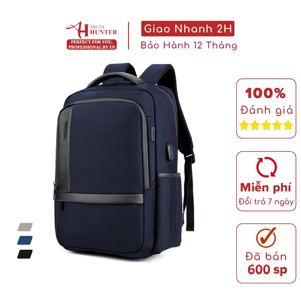 Balo du lịch Arctic Hunter chất liệu Oxford chống nước, có cổng USB - B00120 - Blue