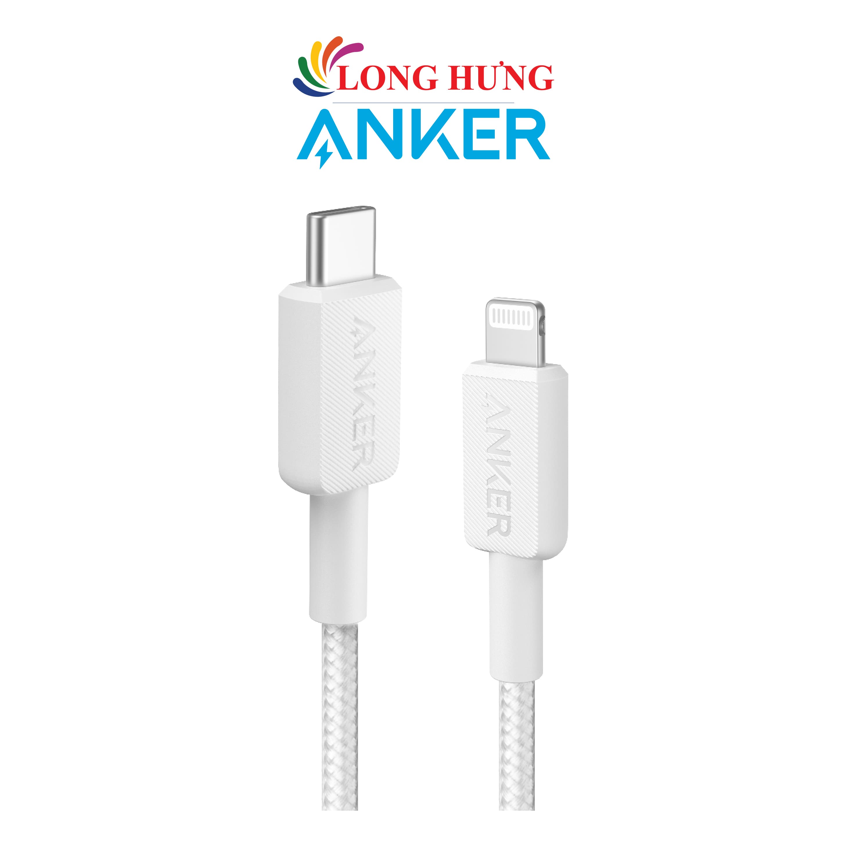 Cáp USB Type-C to iP Anker 322 MFI Nylon Cable III 0.9m A81B51.8m A81B6 - Hàng chính hãng - White - 0.9m