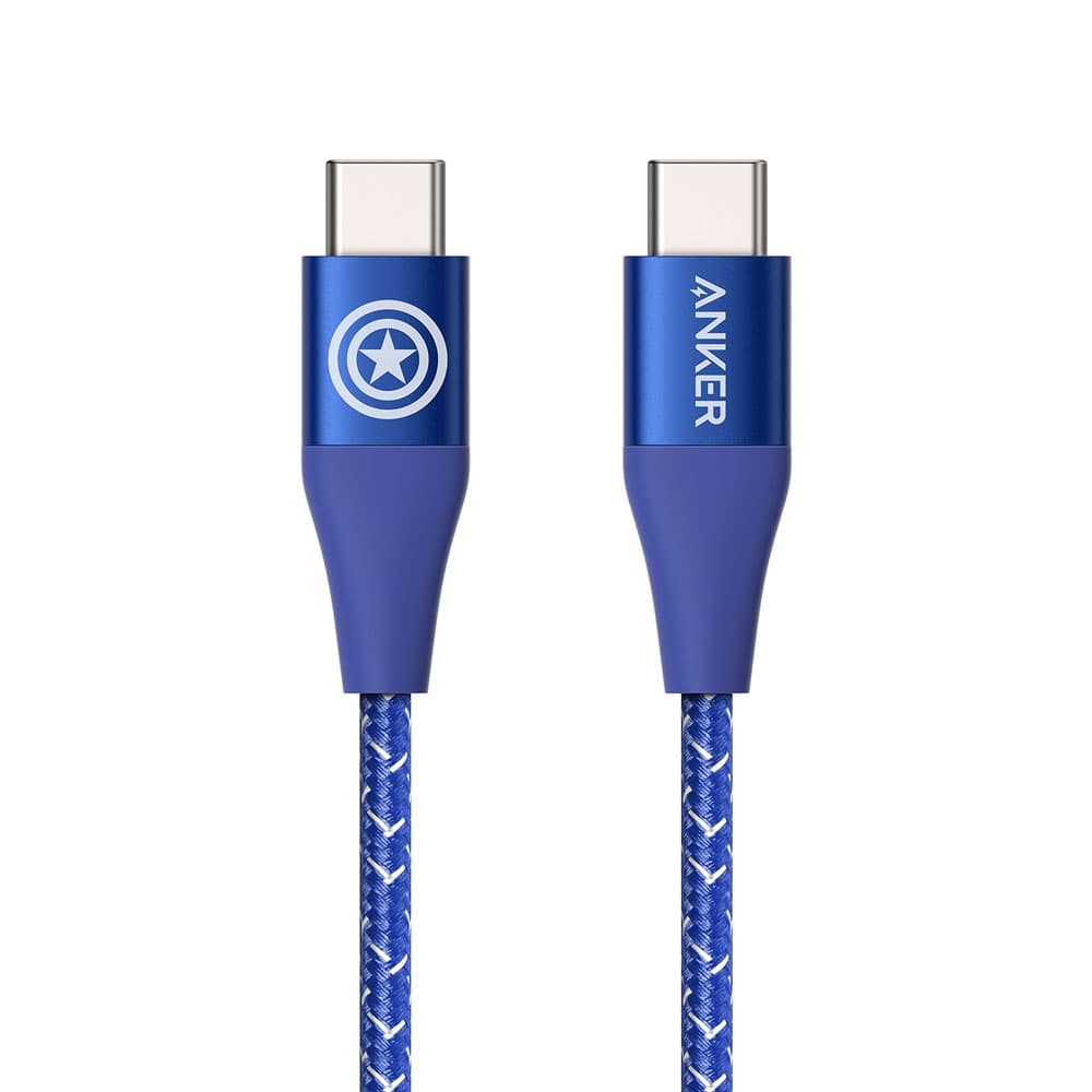 Cáp Sạc ANKER Powerline II USB-C To USB-C Phiên Bản Marvel - A9547  A9549 - Hàng Chính Hãng - Captain America - 1.8m