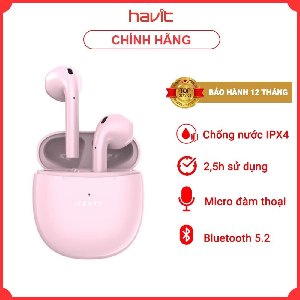 Tai nghe Bluetooth True Wireless Havit TW932 - Hàng chính hãng - Hồng