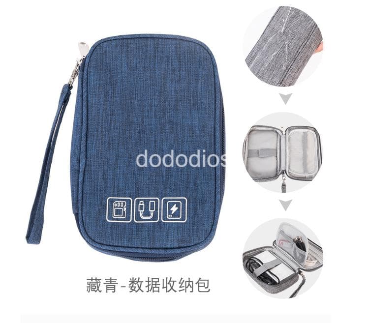 Túi phụ kiện công nghệ đựng pin sạc dự phòng, điện thoại, cáp sạc usb, tai nghe có quai cầm - Hàng chính hãng dododios - TúiCôngNghệMini Xanh