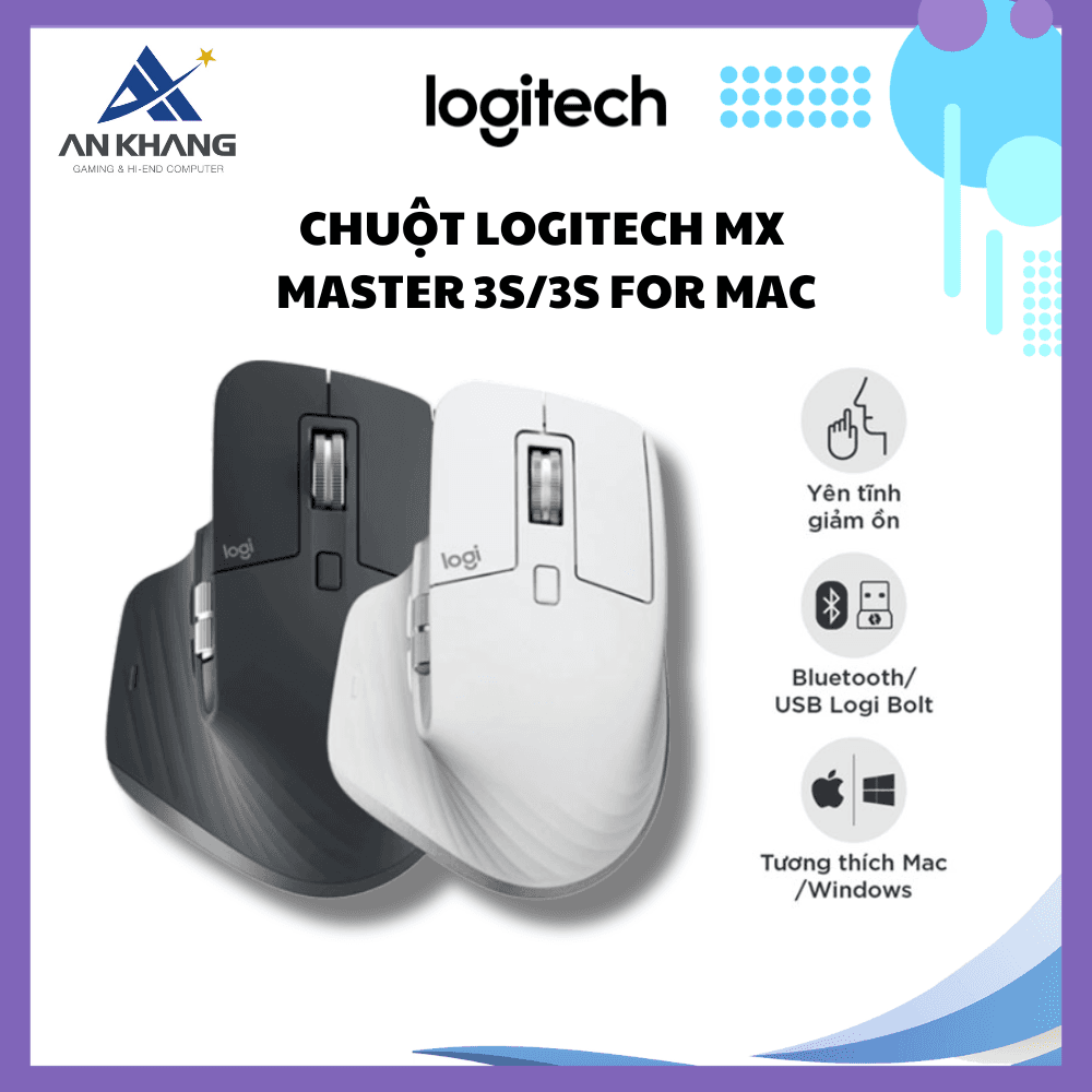 Chuột không dây Bluetooth Logitech MX Master 3s - Hàng Chính Hãng - Đen Geaphite